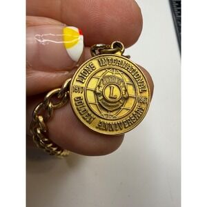 Lions International Golden Anniversary 1917-1967 Gold Tone Charm Bracelet 7.5in